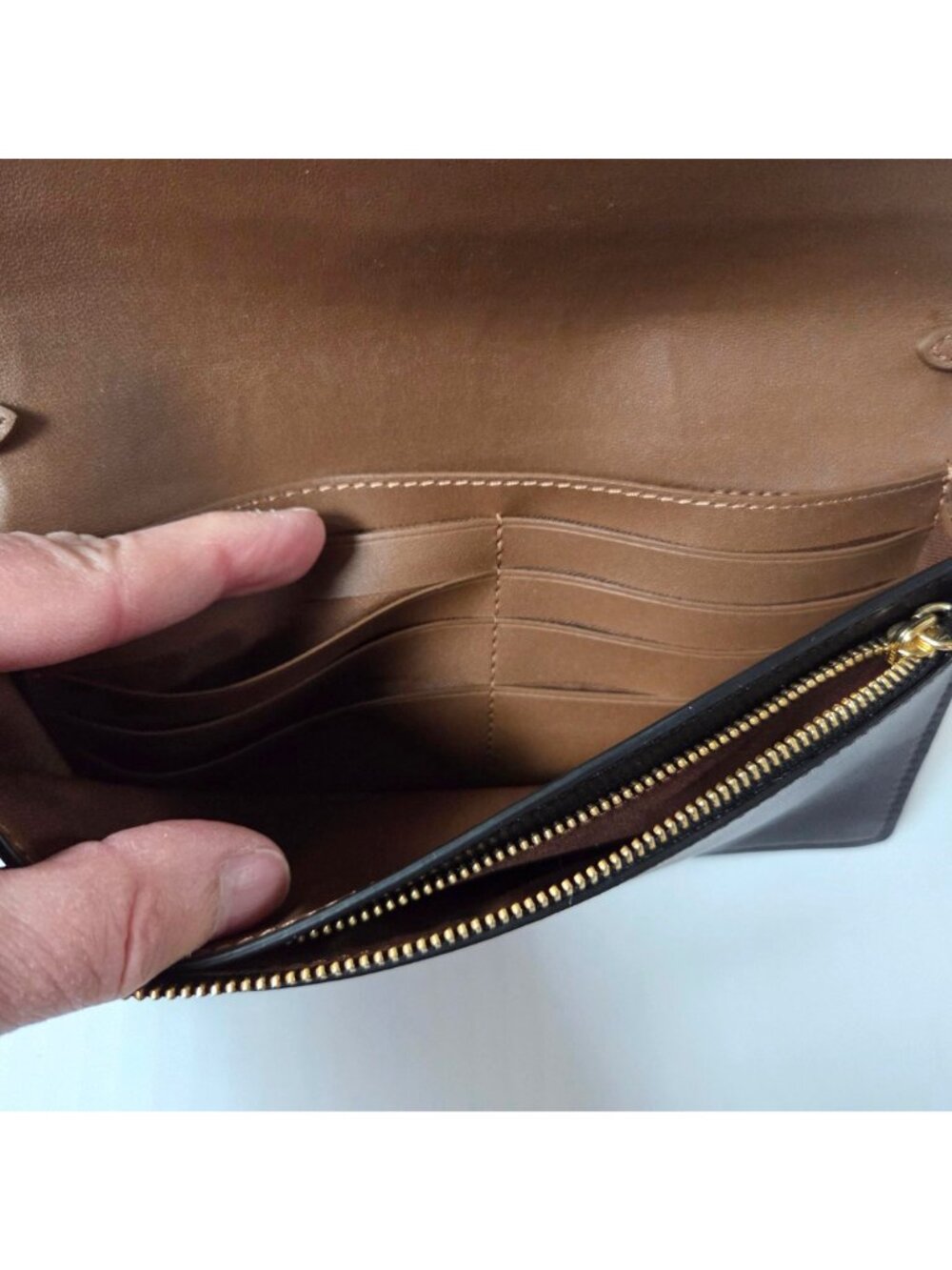 Coach Anna Foldover Clutch Crossbody Brown Signature Canvas & Leather Purse - Picture 13 of 16